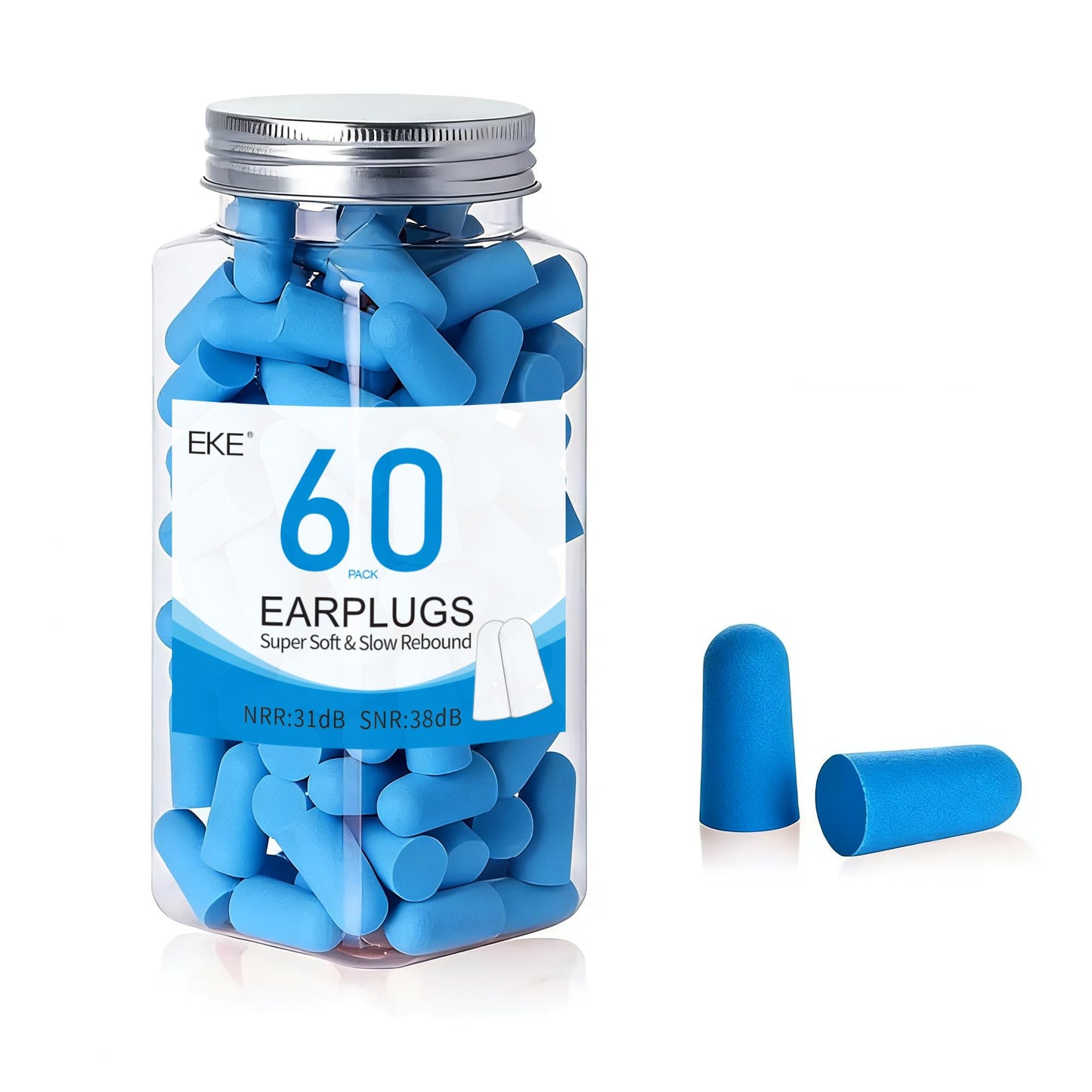 38dB High SNR Noise Cancelling Soft Foam Earplugs, 60 Pairs Yellow Comfort Ear Plugs for Sleeping, Snoring, Shooting, Work & Loud Sound Reduction