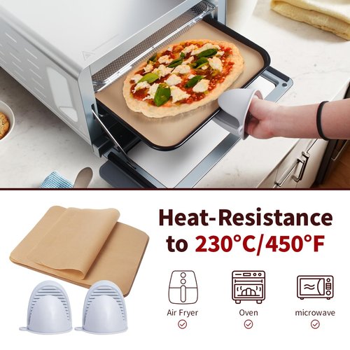 Air Fry Basket Kit Compatible with Ninja sp151 Flip Toaster Oven and Air Fryer,Replacement Air Fryer Basket Accessories and 100pcs Parchment Pape with 1 Pairs Mini Oven Gloves Silicone