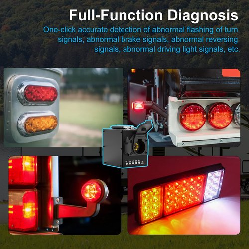 Portable Trailer Light Tester Box with 12V 10Ah Battery, Wireless Remote Control Operation, Compatibility Round/Flat Pin, with 7-pin Trailer Light Tester Plug, for Testing Trailer Taillights1