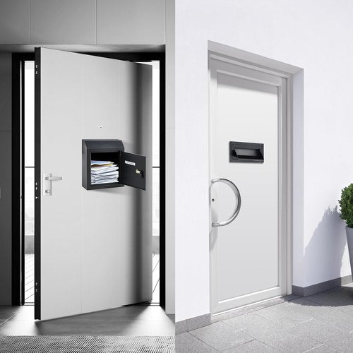 Jadosiler Through The Door Key & Mail Drop Box, Steel Made Through-The-Door Mailbox with Combination Lock, 14x6x14 Inches - Package Delivery Box & Newspaper Box，Black