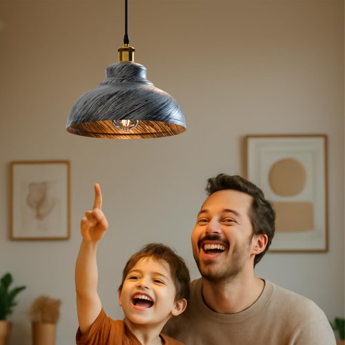 Brushed Silver Metal Lamp Shade for Pendant Lighting Fixture, Industrial Vintage Metal Curvy Pendant Replacement Lamp Shade for Pendant Light Fixture, Modern Pendant Light (Brushed Silver)