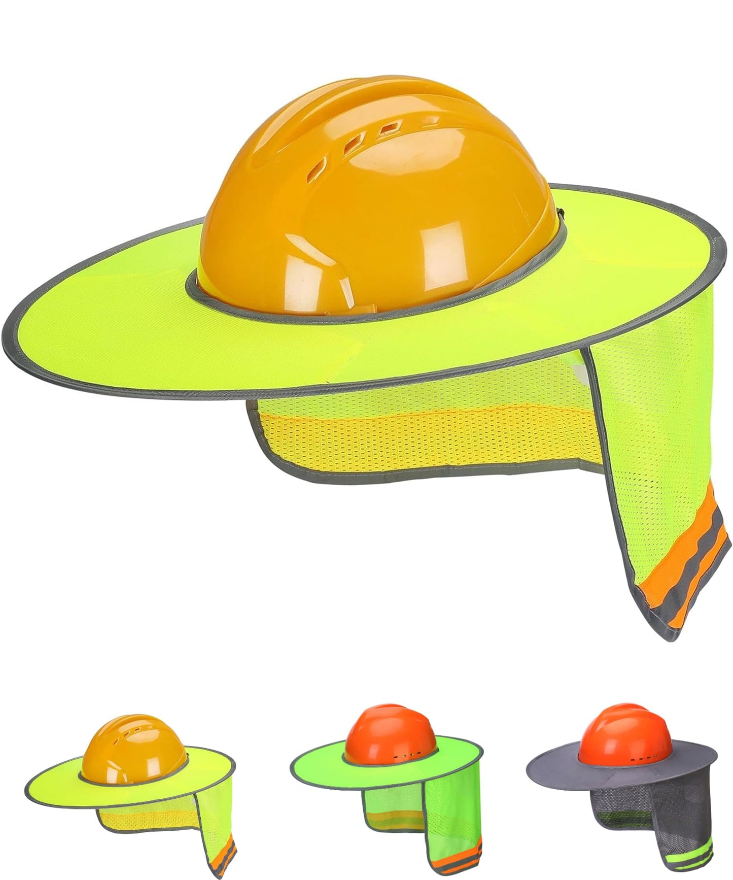 UNCO- Hard Hat Sun Shield, Yellow, Full & Standard Brim Mesh Sunshade