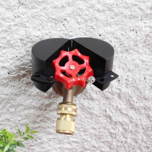 Water Spigot Lock Outdoor Faucet Lock System Gate Valve Lockout Device Hose Bib Lock Childproof Exterior Faucet Locks, Prevent Water Bandit and Stop Unauthorized Water Use, Metallic Black