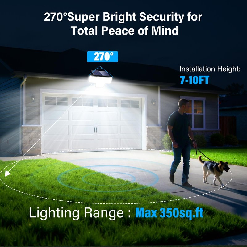 Adewalk Solar Lights Outdoor, 2PACK 448 LED Wall-Mounted Flood Light, 3500LM IP65 Waterproof Solar Street Lights with Motion Sensor and Remote Control for Dusk-to-Dawn Illumination