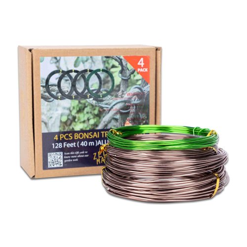 ZELARMAN Bonsai Training Wire Set of 4 - Total 128 Feet (32 Feet Each Size) 3 Size - 1.0MM, 1.5MM, 2.0MM - Corrosion and Rust Resistant