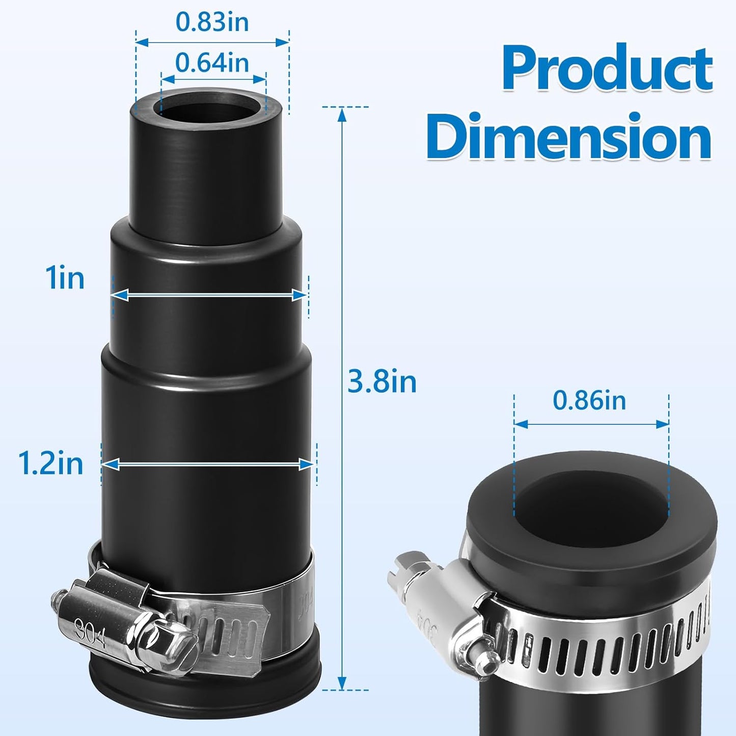 Dishwasher Drain Hose Adapter Compatible with Insinkerator Garbage Disposals, Dishwasher Drain Connector Compatible Include 1 Inlet Connector, 3 Spring Clamps, and 1 Hose Clamp