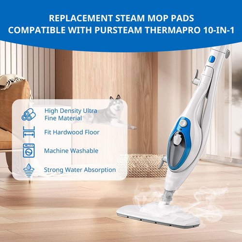 LINNIW 6 Pack Replacement Steam Mop Pads Compatible for PurSteam ThermaPro 10-in-1