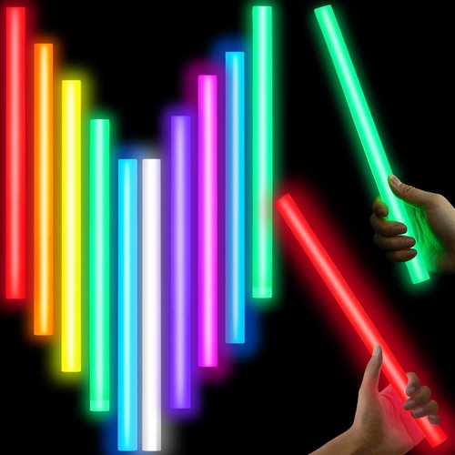 Lewtemi 10 Pcs 14 Inch Large Glow Sticks Christmas Jumbo Sticks Big Glow Stick Giant Light Stick Emergency Light Stick for Camping Accessories, Survival Kit (Vibrant Color)
