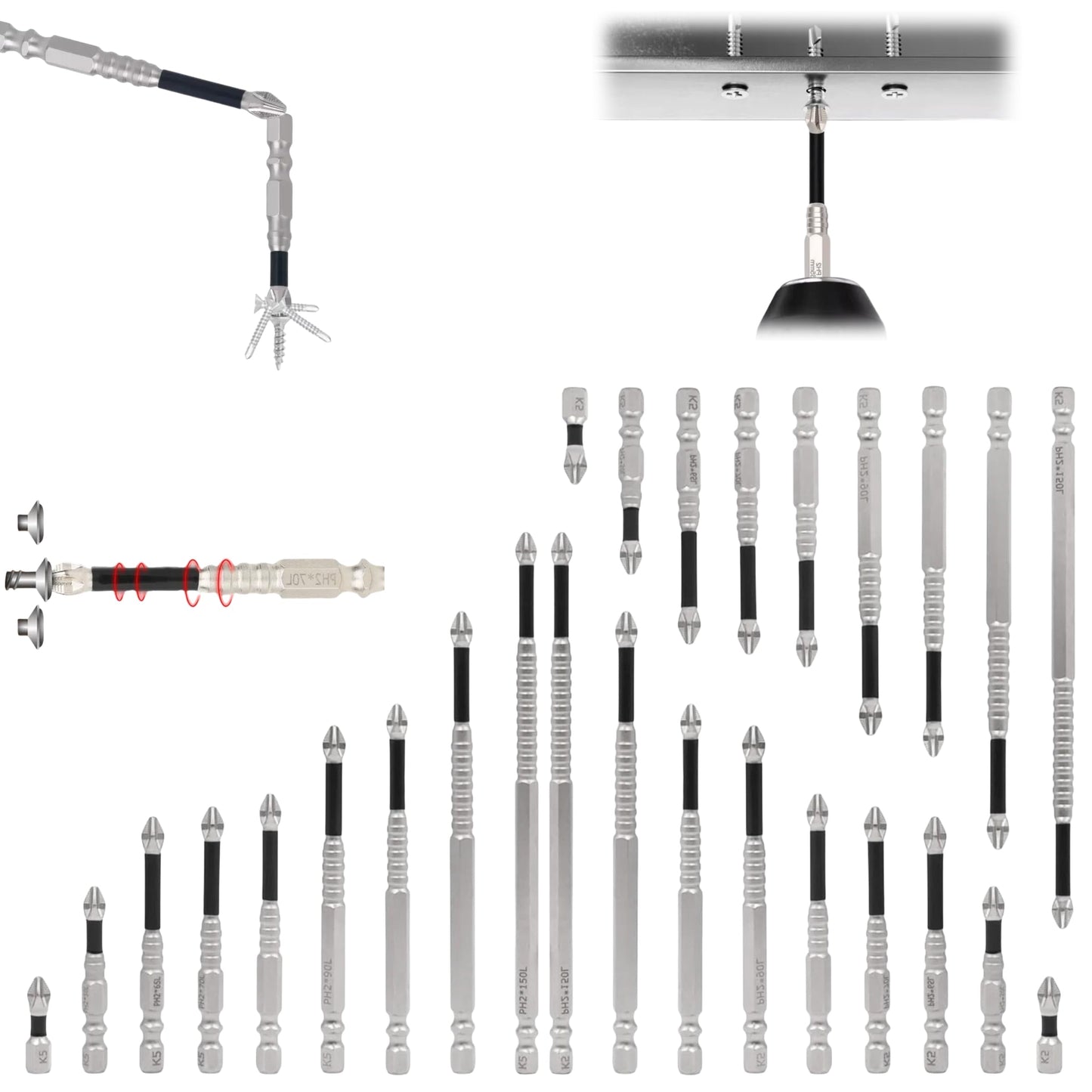 27PCS Magnetic Screwdriver Bits, Slide Each Drill Bit, High-Performance Magnetic Drill Bit Set with Anti-Slip Kit for Home Improvement, Upgrade Strong Magnetic Durability Screwdriver Drill Bit Set