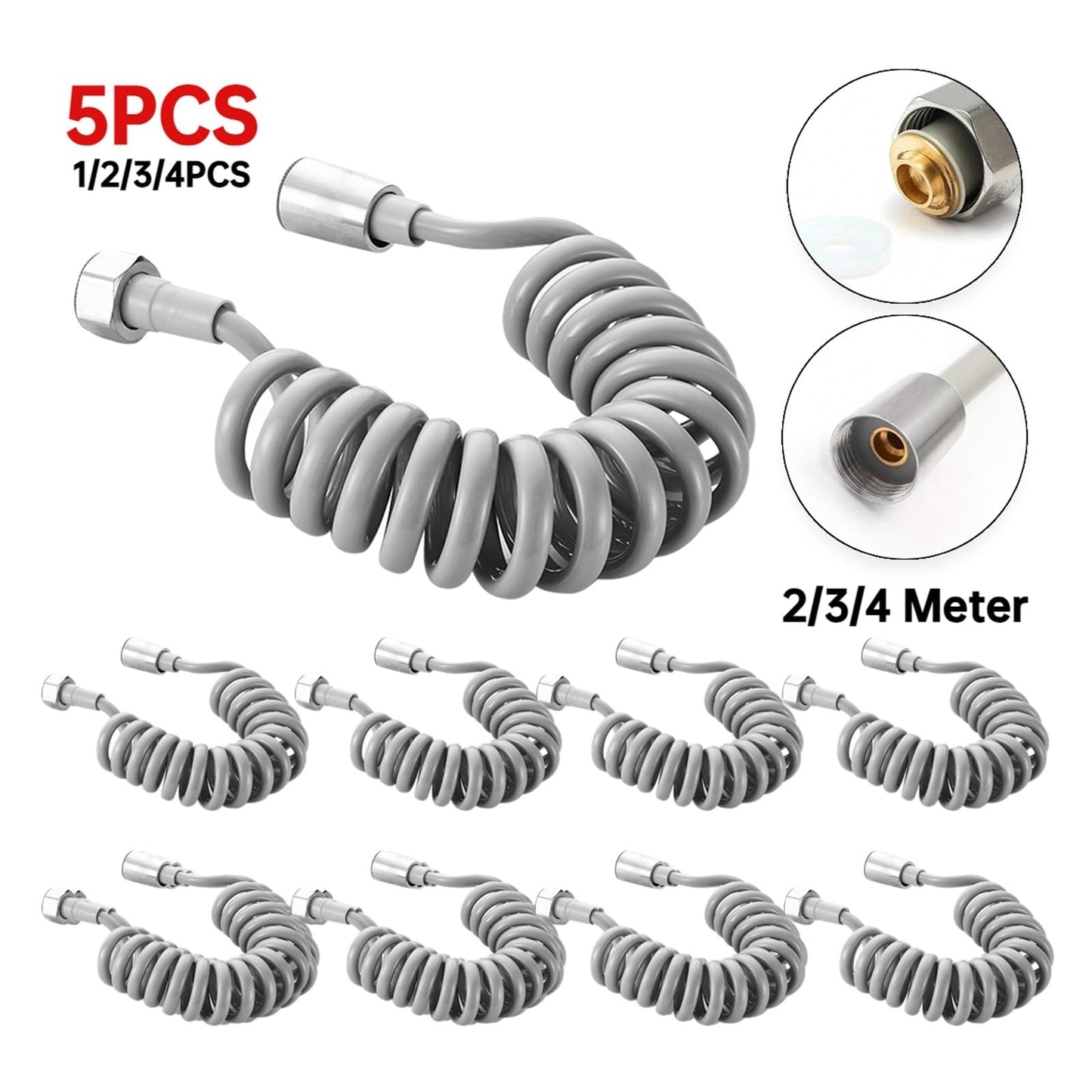 2/3/5M Flexible Spring Shower Head Hose Tube Plastic Water Toilet Bidet Sprayer Telephone Line Soft Hoses Bathroom Accessories(1PCS 5M)