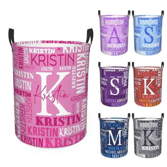 Custom Name Laundry Hamper, Personalized Laundry Basket with Name for Baby Boys Girls, Customized Collapsible Dirty Clothes Hamper Storage with Handles for Bedroom Bathroom Dorm Room Decor