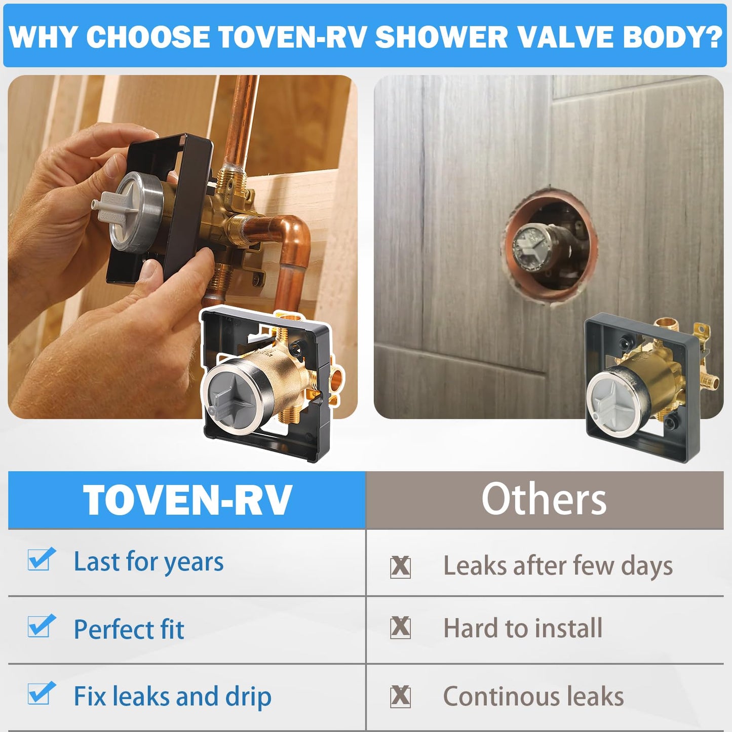 R10000-UNBX MultiChoice Universal Shower Valve Body, Rough-in Tub and Shower Valve Compatible with Delta 13/14, 17, 17T Series Trim Kits, 1/2-Inch Universal Inlets for PEX, Copper, CPVC