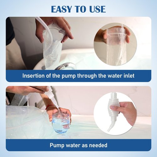 Water Storage Bladder Bathtub Drinking Water Bag Food-Grade Storage Emergency Drinking Water Container, Comes with Hand Pump,Disaster and Hurricane Survival (100 Gallon) (1pcs)