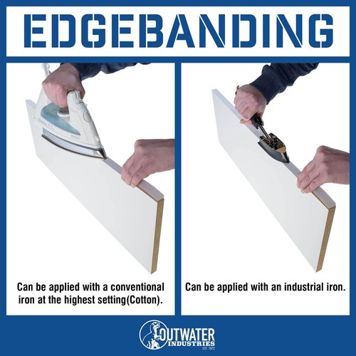 Edgemate 13/16" White Melamine Iron-On Edge Banding Tape (25 Feet) Pre-Glued with Hot Melt Adhesive | By Outwater