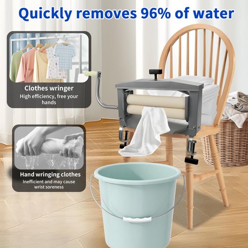 MADONGLI Clothes Wringer - Better Moisture Removal than Portable Washing Machine/Portable Dryer - Heavy Duty Off Grid Laundry Wringer | Perfect Towel Wringer for Chamois Cloth, Tile Sponge, etc.