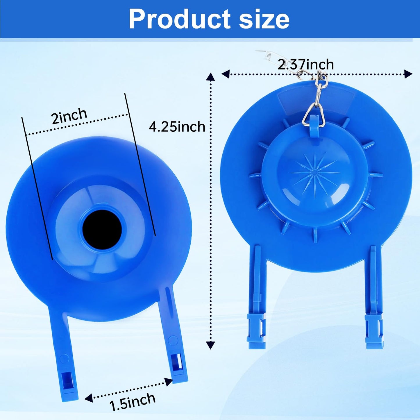 2-Inch Toilet Flapper Replacement Kit Compatible with Most Kohler, American Standard, TOTO & Standard 2″ Flush Valves, High Performance Rubber with Stainless Steel Chain, Easy Install (2 Pack, Blue)
