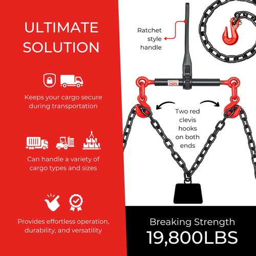 AFA Tooling 5/16"- 3/8" Chain Binders 6600LB Load Limit (2 Pack) | Heavy Duty G70 Ratchet Chain Binders for Secure Load Transport 19800LBS Breaking Strength | Electric Galvanized Anti-Rust Coating