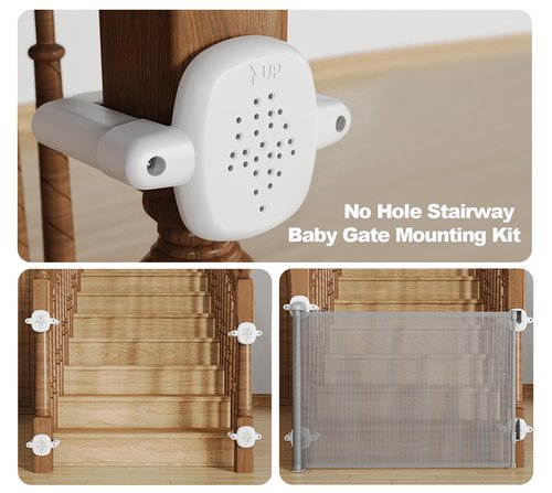 2SET,Stairway Baby Gate Mounting Kit, No-Drill Banister Adapter – Fits Posts 1.5" to 3.5" Wide, Universal Adapter for Pressure or Hardware-Mounted Gates