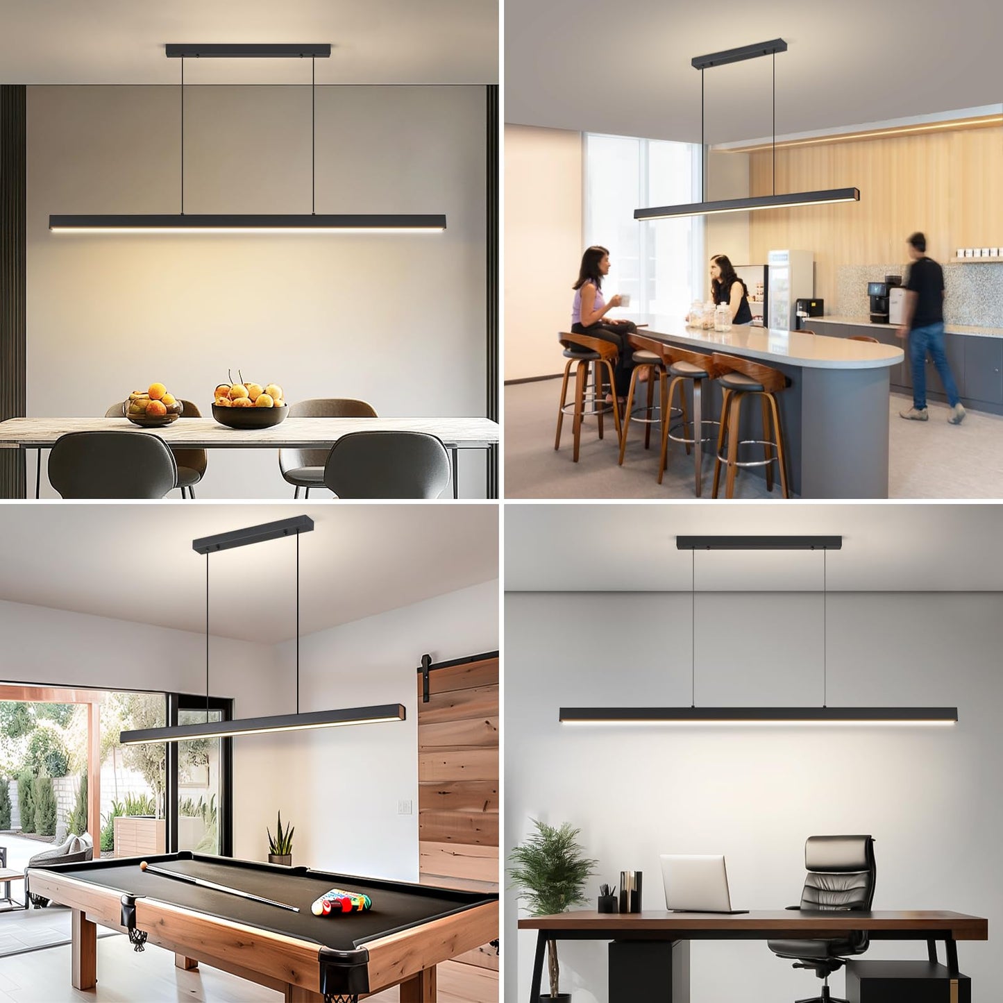 Modern LED Linear Pendant Light, 39IN Ceiling Chandlier Light Fixtures Hanging with Remote Control 3000k-6500K Adjustable Color Temperature Island Light for Dining Room, Kitchen