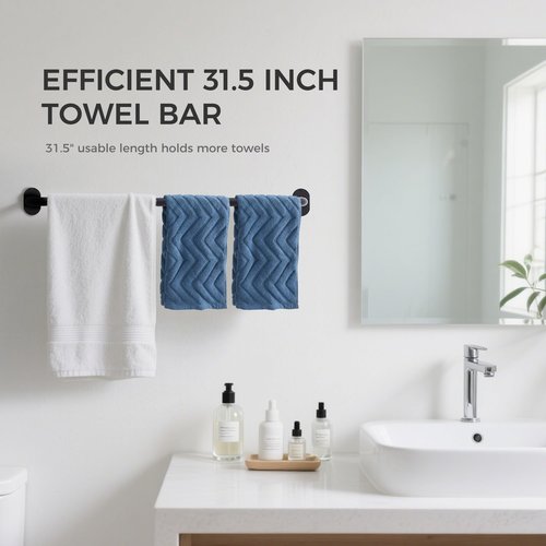 JS HANGER Wall-Mounted Towel Rack for Rolled Towels, Black Bathroom Towel Holder, Space-Saving Metal Towel Shelf for Bathroom, Kitchen, or Laundry Room, Easy Installation 1 Pack