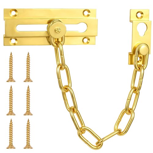 Door Lock Chain Heavy-Duty Secure Guard Door Chain Lock Solid Brass Chains Locks for Front Doors of Home Apartment Hotel Office