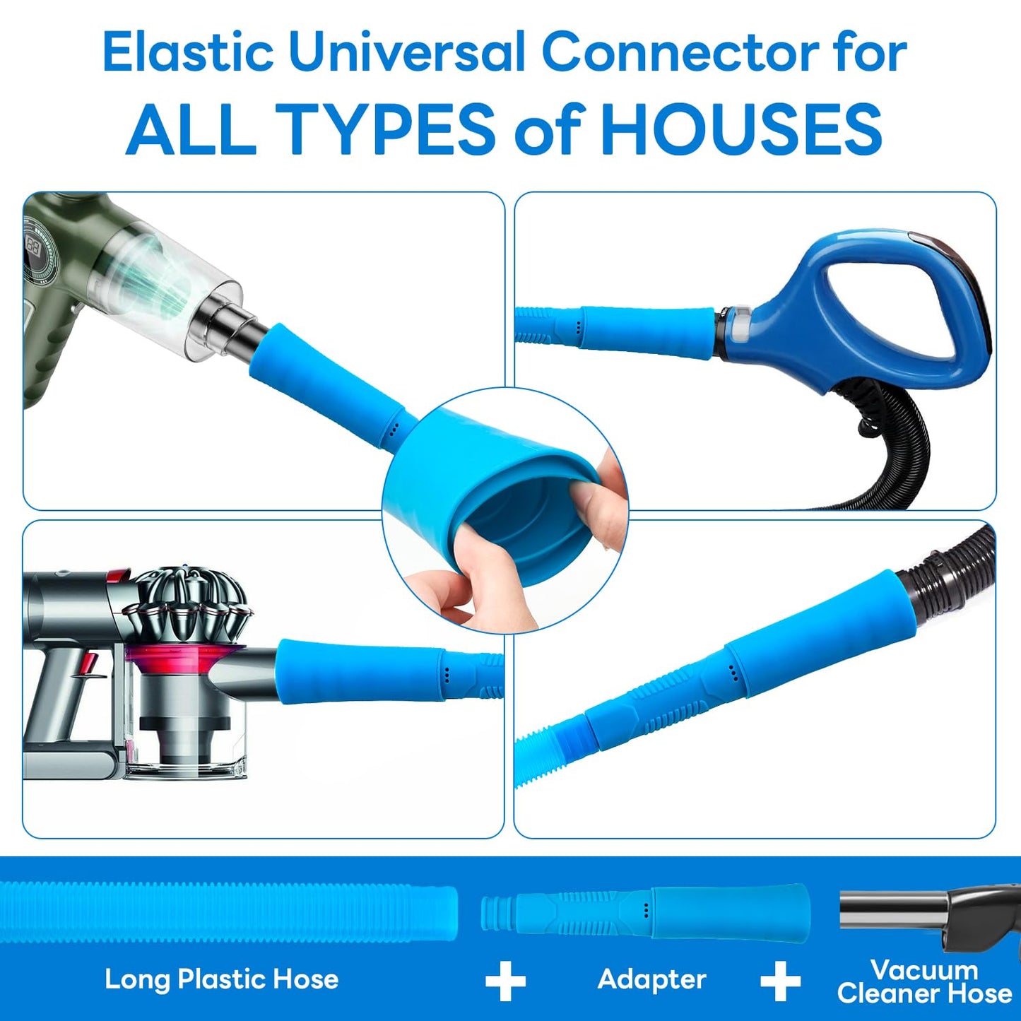 EEVAROSEN Universal Dryer Vent Cleaner Kit, Flexible Dryer Vacuum Hose Attachment and Lint Brush (Blue)