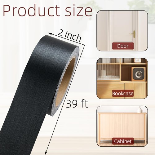 Black Mirror Border Peel and Stick, 2 Inch X 39 Ft Adhesive Tape for Furniture, PVC Self-Adhesive Border Waterproof Bathroom Mirror Frame Sticker for Cabinet, Door, Photo Frame