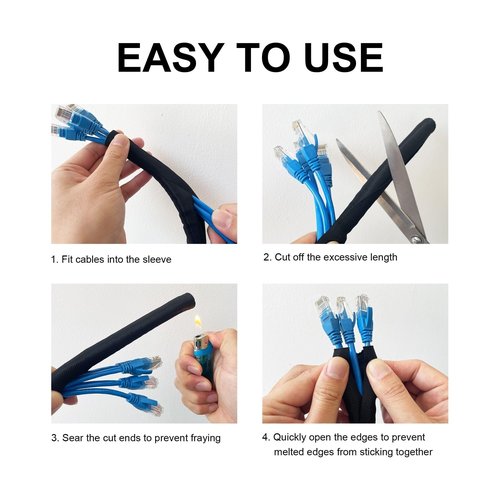 Secbolt Cord Protectors from Pets No Chew, 10ft - 1/2 inch Ultra Durable Cord Covers for Pets, Bite-Resistant Cable and Wire Protector for Cats, Dogs, Rabbits - Black
