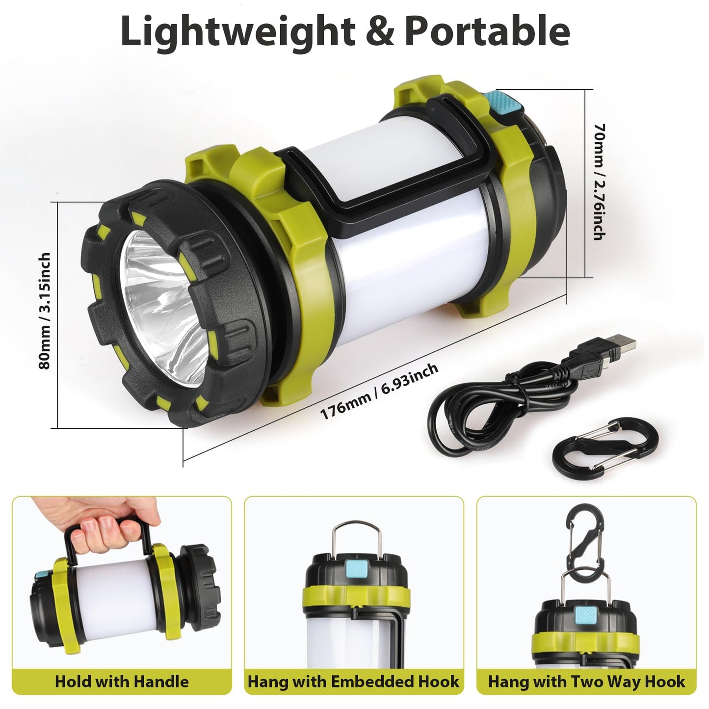 BOBKID 2 Pack Camping Lantern, Outdoor Led Camping Lantern, Rechargeable Flashlights with 1000LM, 6 Modes, 4000mAh Power Bank, IPX5 Waterproof Portable Emergency Camping Light for Hurricane Hiking