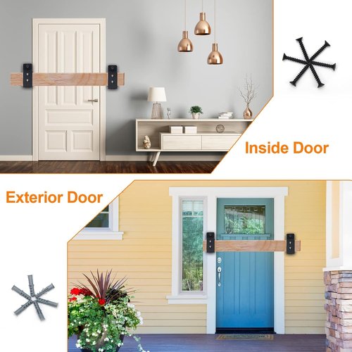 Catcan 2x4 Door Barricade Brackets, 4 Pack Heavy Duty Door Barricade Security Bar Brackets Thickening Reinforcement U Bracket for Home, Garage, Gate, Barn, Shed