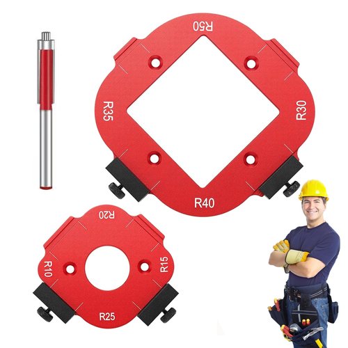 Upgrade Fillet and Arc Cutter for Woodworking, 8-in-1 Router Templates for Woodworking(R10–R50), Trimmer Cutting R Angle Arc Template, Fits Trim Table & Handheld Routers, Aluminum Alloy (M+L)