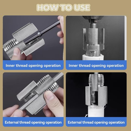 2pcs Integrated Internal & External Pipe Threading Tool,Dual-Function Pipe Thread Cutting Tool,PVC Rethreading Tool for Water Pipes,1/2" 3/4" Pipe Sizes Rethreading Tool for Electric Drill.