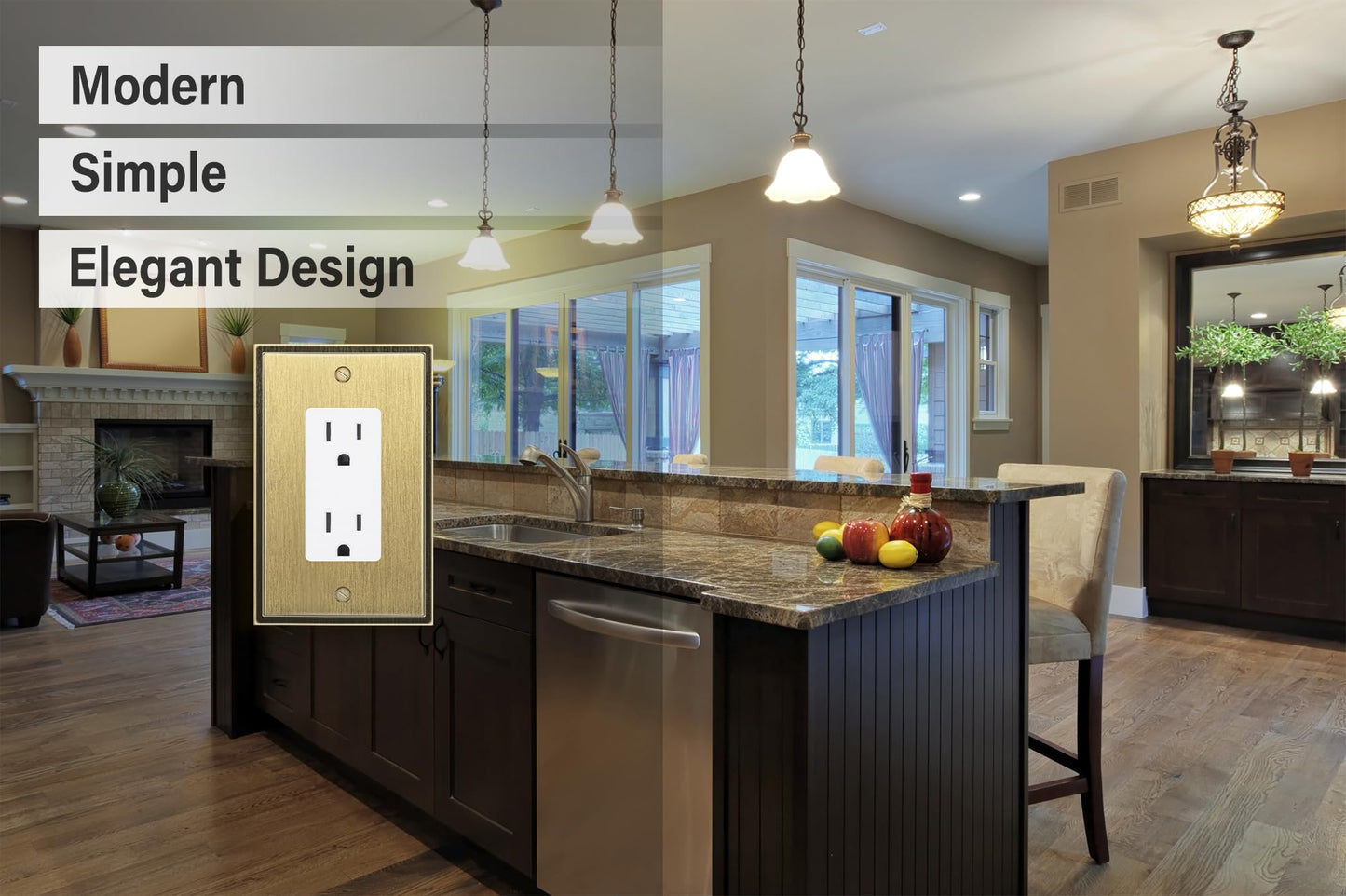Henne Bery Soft Modern Decorative Wall Plate Switch Plate Outlet Cover (Single Decorator 2PK, Antique Brass)