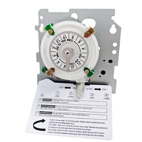 T104M Pool Pump Timer, 208-277V 40A DPST Switch, 24-Hour Mechanical Scheduling, 12 Cycle ON/Off Operations, Manual Override Outdoor Pool Timer for Pump, Reliable Control for Various Loads