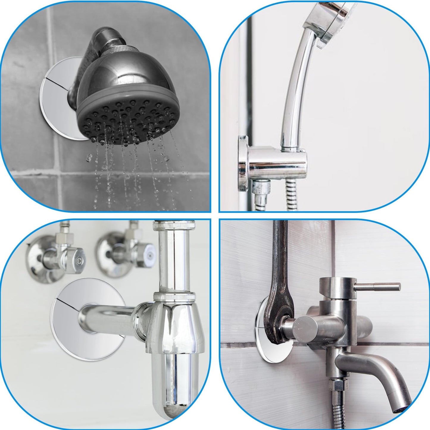 Prasacco 3 Pcs Escutcheon Plate Plumbing Cover Plates Wall Split Flange Stainless Steel Round Pipe Flange Faucet Flange Toilet Flange Escutcheon Ring Flange for 1 Inch Diameter Pipe, White