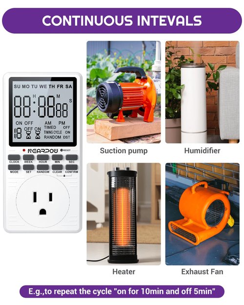 [2 Pack] Outlet Timer, NEARPOW Multifunctional Programmable Timer with Countdown and 7-Day Digital Infinite Repeat Cycle Intermittent, 19 ON/Off Programs for Electrical Outlets, 3 Prong, 15A/1800W