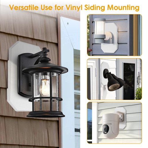 FreeCat Siding Mounting Kit,8141DBL Light Mounting Block with Built-in Box for 1/2 inch Lap Double Vinyl Siding,White,Pack of 2