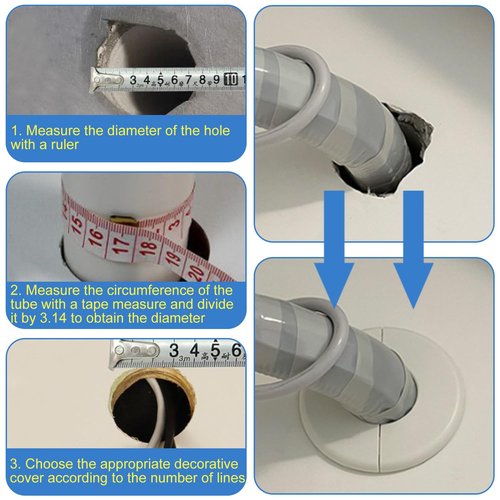 6Pcs Wall Split Flange for 0.6"/16mm Diameter Pipe ABS Round Self-Adhesive Escutcheon Plates 2.8"/70mm OD Plumbing Cover Plates Cover for Water Pipe Faucet Wall Hole Decoration Accessories (White)