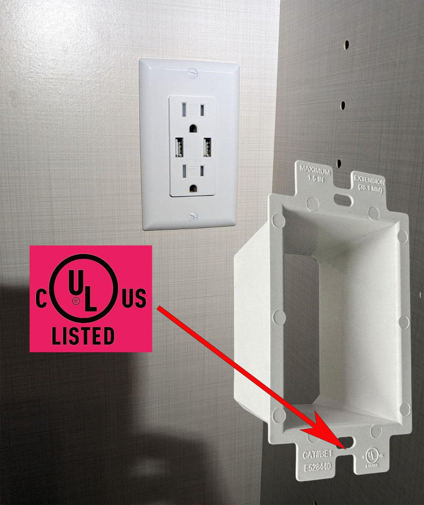 iMBAPrice IMBA-BE1-5 (UL Listed) 1-Gang Non-Metallic Electrical Power Outlet Box Extender for Power Switch Receptacles Accessories, 5-Pack