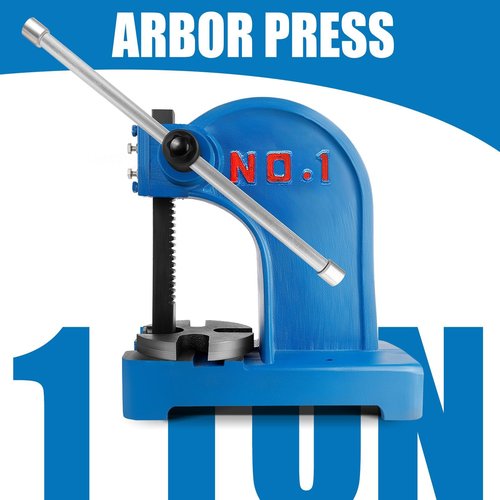 PXVWA 1 Ton Arbor Press Heavy Duty Manual Desktop Arbor Press for Metal forming Plastics Cutting, Hole Punching, (Blue)