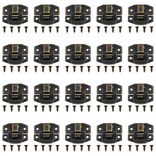 AYLIFU Jewelry Box Latch Wooden Box Small Hinge mini Lock Bronze Color with Screws 0.9×0.78×0.01inch for Jewelry Wooden Boxes and DIY handicrafts 20pcs