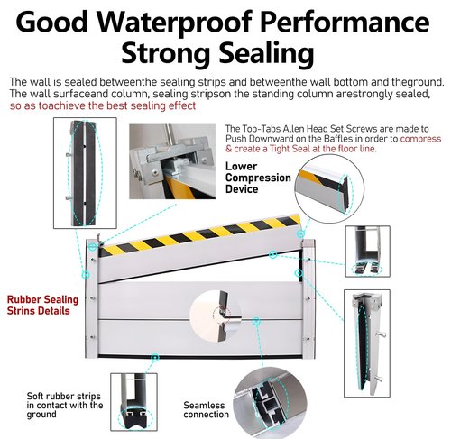 ERRULAN Door Flood Barrier- Tall 8/16/24/31/40 Inch, Garage/Home/Basement Door Hurricane Water Barrier, Reusable Heavy Duty Aluminum Flood Gate for Flooding Rain Control(H 24in(2ft),2.5ft(30in))