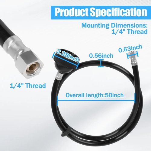 Shampoo Bowl Sprayer Head with Black Rubber Hose to Attach Shampoo Bowl Faucet Vacuum Breaker Replacement for Salon, Barber Shop, Spa, 1/4" Thread