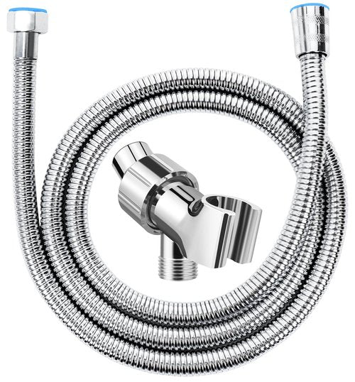 Adjustable Handheld Shower Head Holder and Hose- Premium ABS Bracket- 360 Degree Rotatable Brass Ball：Arm Mount and Hose Connector- Easy Install and Replacement Parts, MAYYAYA (Chrome holder and hose)