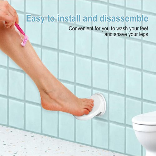 Freshystep Shower Step, Portable Shower Step with Powerful Suction Cup and No Drill Design for Shaving Legs, Shower Foot Rest for Toilet Use, Adjustable Bathroom Pedal for All Ages