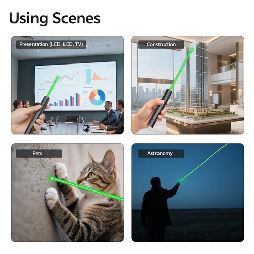 [Professional] Rechargeable Green Line Light Flashlight Long Distance Range for TV/LED/LCD Screens Tactical Flashlights Presentation Office/Classroom/Outdoors/Astronomic/Construction [202] (1)