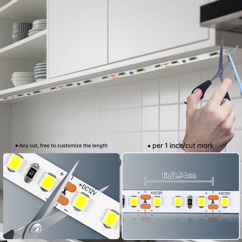 tlinkosta LED Strip Lights 6500K Cool White, 16.4ft Dimmable & Cuttable, 600 LEDs High Brightness, Strong Adhesive Backlight for Cabinet, Kitchen, Bedroom, TV Backlight Decor (Cool White, 16.4 ft)