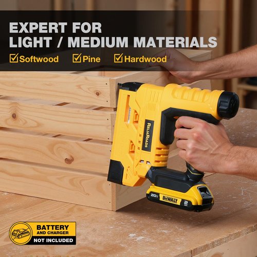2-in-1 Cordless 18GA Brad Nailer & 1/4 Crown Stapler for DeWALT 20V MAX Battery (Tool Only) - Lightweight, 1600 Nails/Staples Included for DIY, Upholstery & Home Renovation