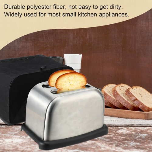 Black Toaster Cover 2 Slice, Two Slice Bread Machine Covers Quilted Toaster Covers Bread Maker Universal Size Kitchen Appliance Cover Polyester and Cotton Quilted, Dust and Fingerprint Protection