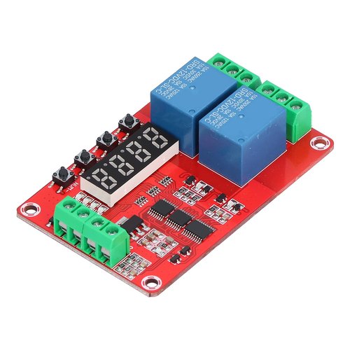 Agatige Time Delay Relay Module, DC 12V Timer Relay Programmable Delay Relay Module with LED Display, 2-Channel Timer Switch Self Lock Cycle Delay Controller Board for Smart Home, Automatic Control